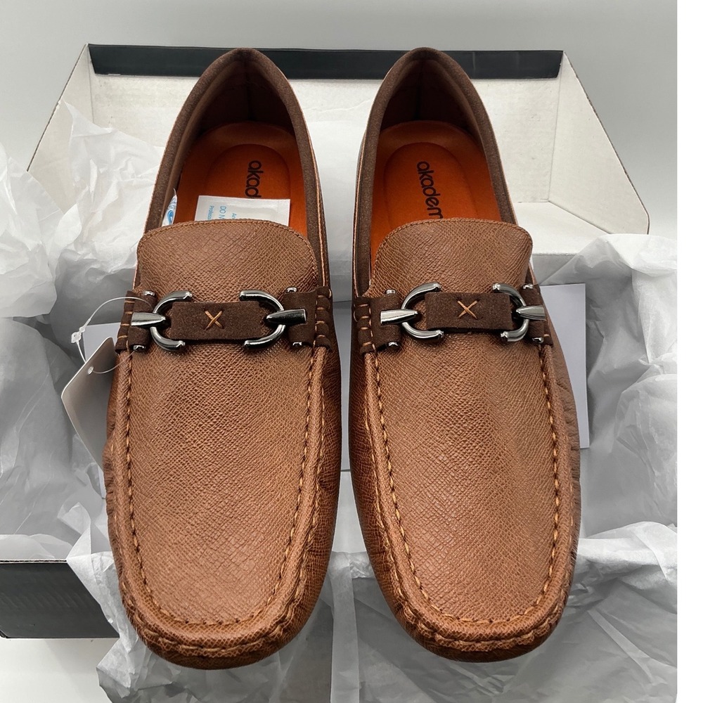 Akademiks Dover-02 Mens Tan Driving Loafers Bit Detail Slip‎ On Shoes Size 10.5